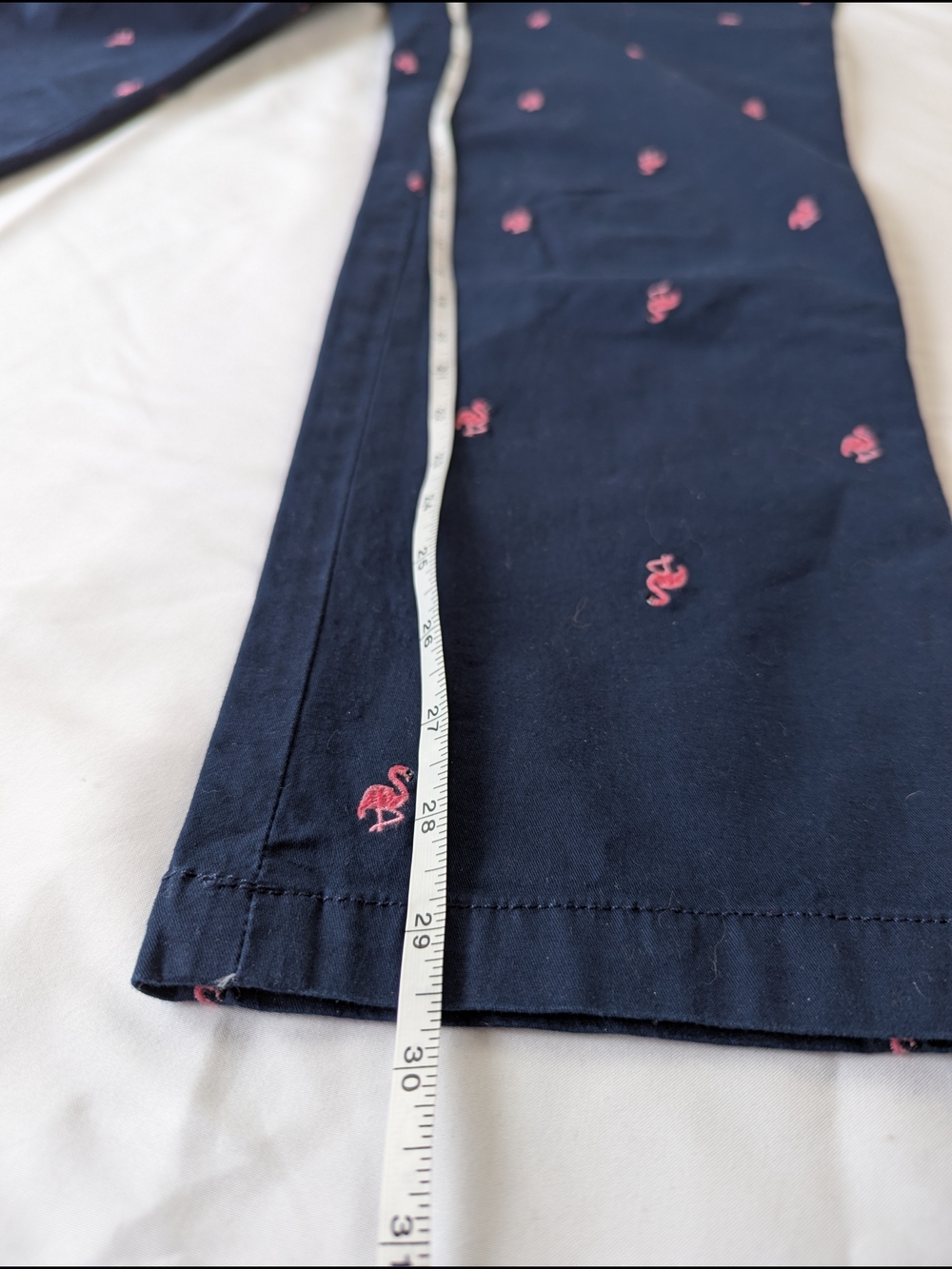 Talbots Navy Straight-Leg Pants with Pink Embroidered Flamingos - Picture 4 of 8